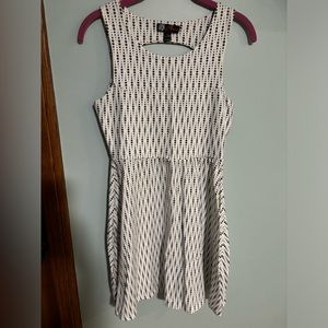 JJ Basics Midi Dress White and Blue Polka Dots with Keyhole Cutout